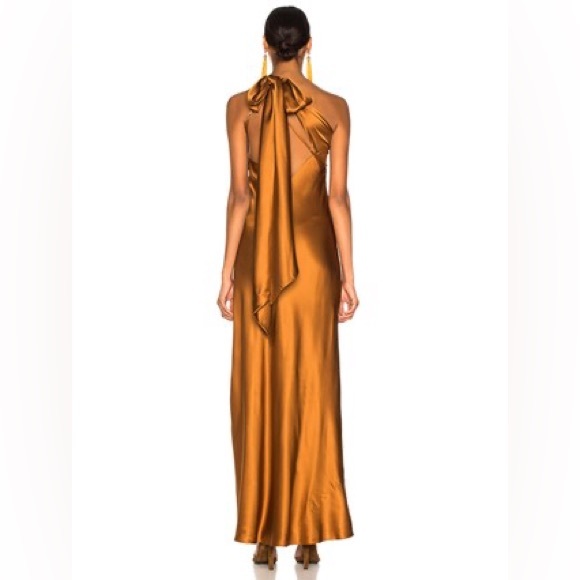Michelle Mason One Shoulder Gown with Tie - Toffee - Picture 6 of 8